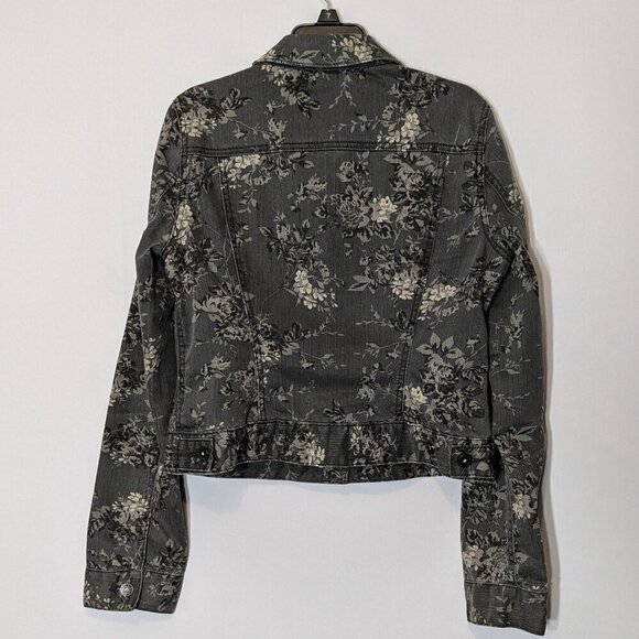ALMOST FAMOUS Sage Green Floral Short Twill Casual Jacket; Size S/M - Picture 3 of 5